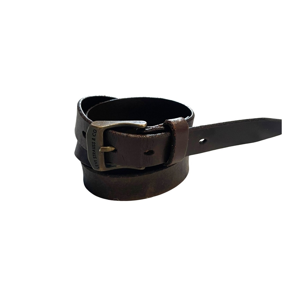 Vintage Brown Italian Leather Belt XL 38-40 Brass Buckle by Levi Strauss & Co